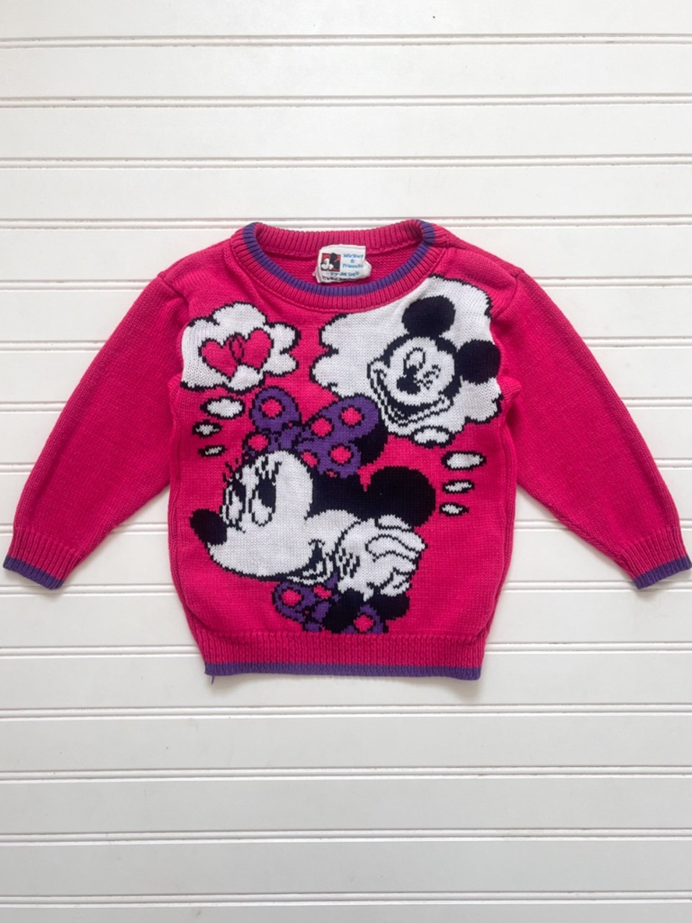 VINTAGE DISNEY MICKEY & FRIENDS 🇺🇸 Girls Knit Minnie & Mickey Graphic Sweater